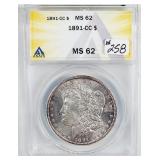 1891-CC  Morgan Dollar   ANACS MS-62