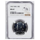 1967 SMS  Kennedy Half Dollar   NGC MS-67
