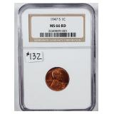 1947-S  Lincoln Cent   NGC MS-66 RD