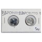 1964 P&D  Roosevelt Dimes  Pointed 9