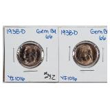 1938-D & 1938-D  Jefferson Nickels  BU-66