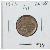 1913 ty I  Buffalo Nickel   AU-58