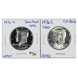2  1976-S  Silver  Kennedy Half Dollars  PF & BU