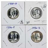 1955, 1955-D, 1956 & 1956-D  Washington Quarters