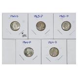 1962-D, 63, 63-D, 64 & 64-D  Roosevelt Dimes