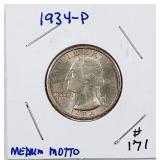 1934-P  Medium Motto  Washington Quarter