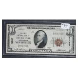 1929  $10 Devils Lake, North Dakota National  VF