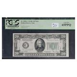 1934-D  $20 FRN Wide Philadelphia  PCGS Gem 65 PPQ
