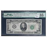 1934-B  $20 FRN  New York  B-Star   PMG Ch VF-35