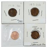 4 Lincoln Cents  1-blank, 1 lamination & 2 d/d