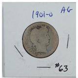 1901-O  Barber Quarter   AG