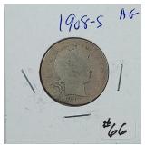 1908-S  Barber Quarter   AG