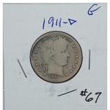 1911-D  Barber Quarter   G
