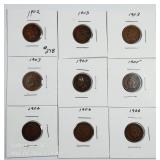 9  Indian Head Cents   1902 - 1906   G