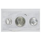 1976  US. Mint 3-coin Bicentennial Silver Unc set
