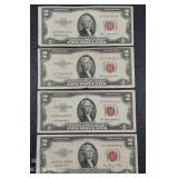 1953, 53-A, 53-B & 53-C  $2 LT Red Seals  VG