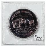 South Dakota   1 oz  .999 silver round  toned