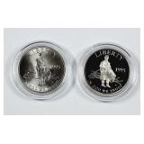 2  1995-S  Gettsyburg Comm. Half Dollars Unc & Pf
