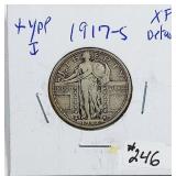 1917-S Type I  Standing Liberty Quarter  XF detail