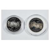 2 1991-S Mount Rushmore Comm Half Dollars Unc & Pf