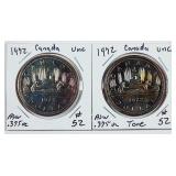 2  1972  Canada Toned Dollars  .375 oz silver each