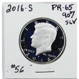 2016-S  Kennedy Half Dollar  90% silver Proof