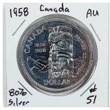 1958  Canada 80% Silver Dollar  Totem Pole