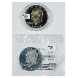1971-S & 1972-S  Eisenhower 40% Silver Dollars PF