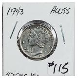1943  Mercury Dime   AU-55