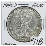 1942-D  Walking Liberty Half Dollar   AU-55