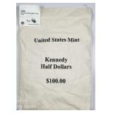 US. Mint sewn bag of $100 2020 P&D Kennedy Halves