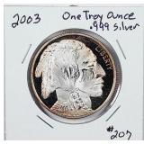 2003  Buffalo  One troy ounce .999 silver round