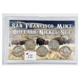 San Francisco Buffalo Nickel 5-coin set