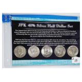 Kennedy Half Dollars  40% silver 5-coin set