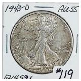 1943-D  Walking Liberty Half Dollar   AU-55