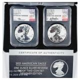 2021 2-coin Reverse Proof $1 Silver Eagle NGC set