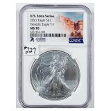 2021 Ty I  $1 Silver Eagle  NGC MS-70 South Dakota
