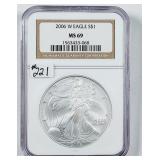 2006-W  $1 Silver Eagle   NGC MS-69