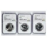 3-coin Kennedy Half Dollar SMS set   NGC MS-67