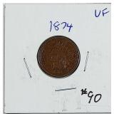 1874  Indian Head Cent   VF