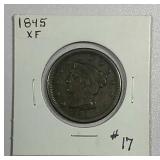 1845  Braided Hair Large Cent   XF
