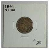 1861  Indian Head Cent   VF-30