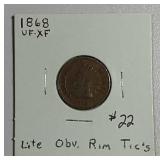1868  Indian Head Cent   VF-XF