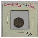 1912  Canadian 5 Cents   VF