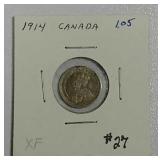 1914  Canadian 5 Cents   XF
