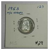1953  Canadian 10 Cents   MS   No straps