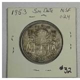 1953  Canadian 50 Cents   SD NSF  XF