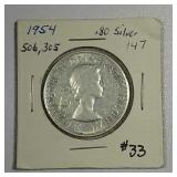 1954  Canadian 50 Cents   XF-details  Obv. scratch