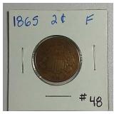 1865  Two Cent   F