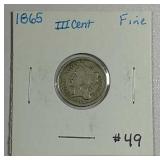 1865  Three Cent Nickel   F